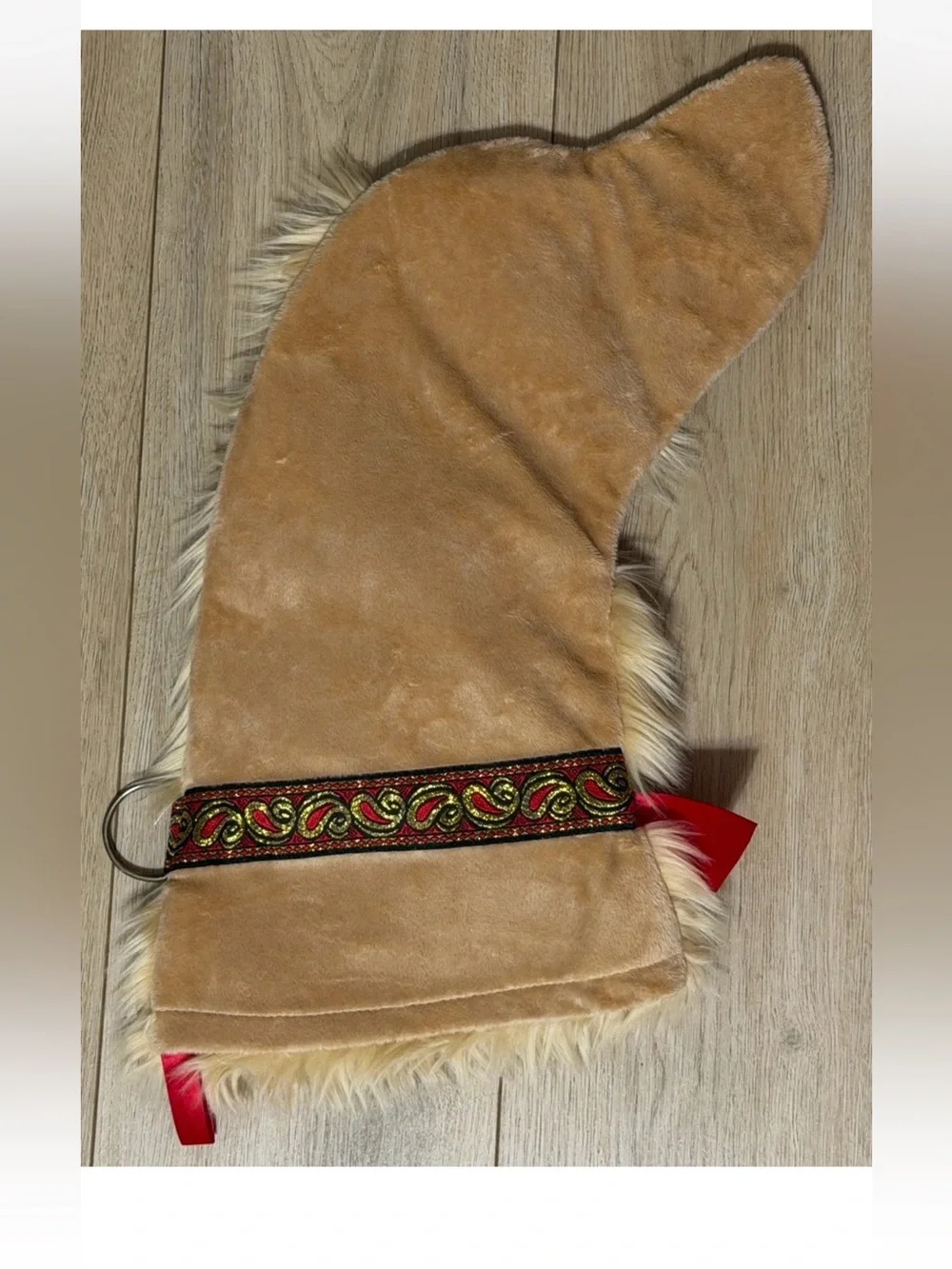 Golden Retriever Faux Fur Christmas Holiday Plush Stocking Jingle Bell